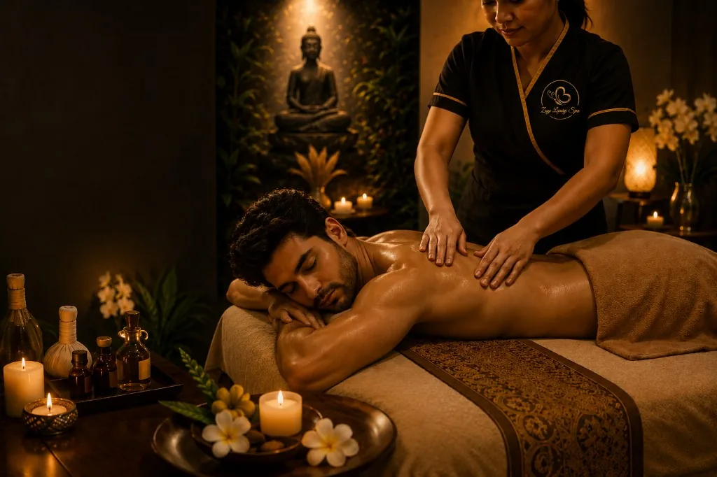 Professional body massage at Zoyo Luxury Spa in Gachibowli, Hyderabad.