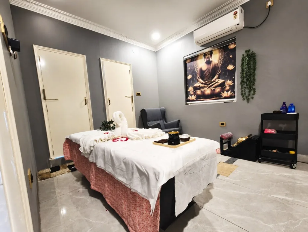 Exclusive private spa suite with premium interiors at Zoyo Luxury Spa in Gachibowli.