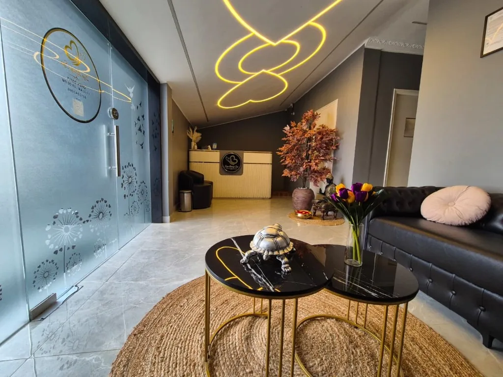 Interior reception of Zoyo Luxury Spa in Gachibowli, Hyderabad, welcoming guests with a premium wellness experience.